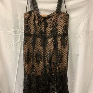 City Chic Womens Black Sleeveless Square Neck Lace Glamorous Mini Dress Size L